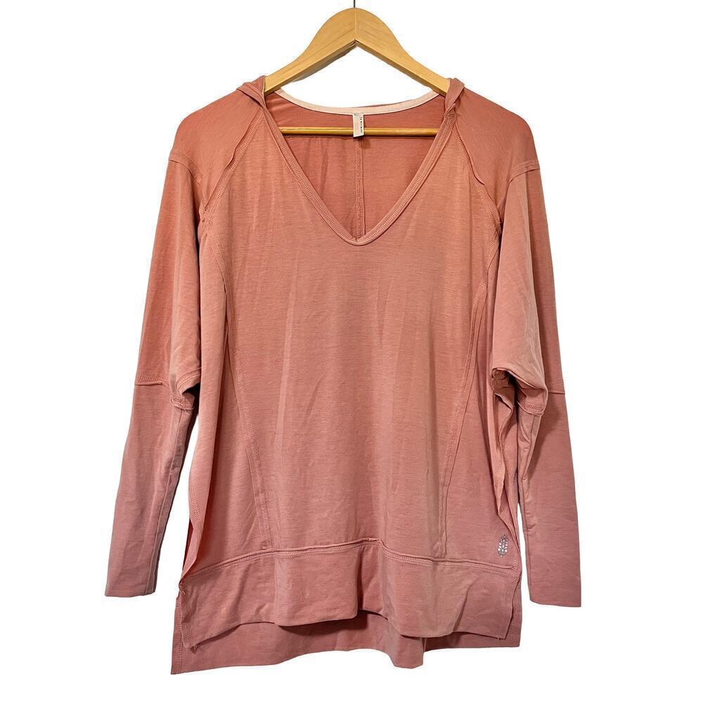Free People Movement Soul Circle Hooded Top‎ Size XS Pink Long Sleeve Athleisure
